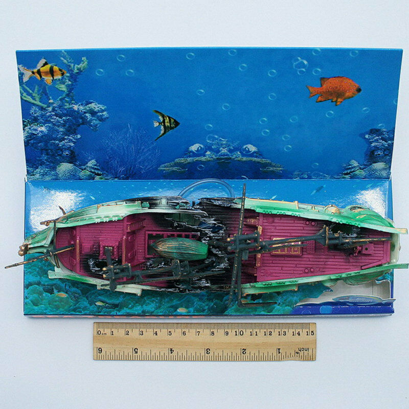 Aquarium Ornament Wreck Boat Sunk Ship Air Split Shipwreck Fish Tank Welt EKM