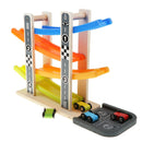 Ramp Racer Race Track for Toddlers and 4 Wood Cars, Race Car Ramp Set, Kids