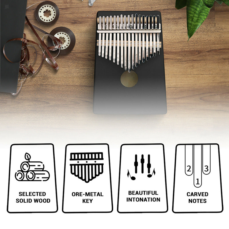 17 Key Maple African Kalimba Mbira Thumb Piano Instrument w/ Tune Hammer