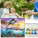 Wall Art Number Oil Painting DIY Active Dolphins Coloring Ocean Natural Scenery