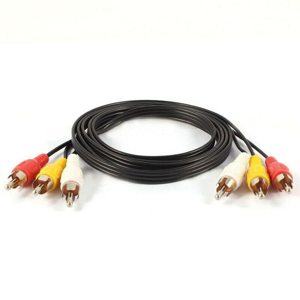 Three RCA Male to Male Plug Audio Video AV Cable Cord Black 1.5M O1J2
