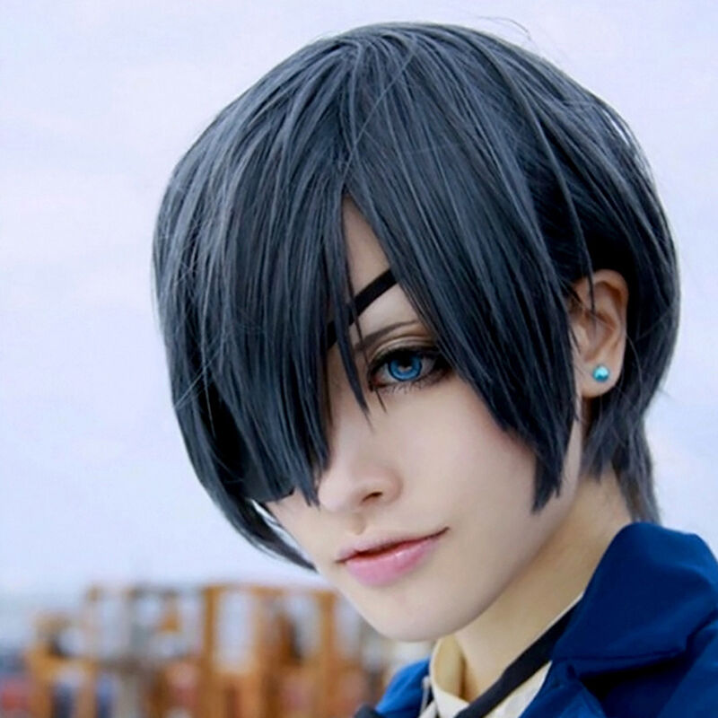 Black Butler Ciel Phantomhive Short Blue Gray Anime Fashion Costume Wig