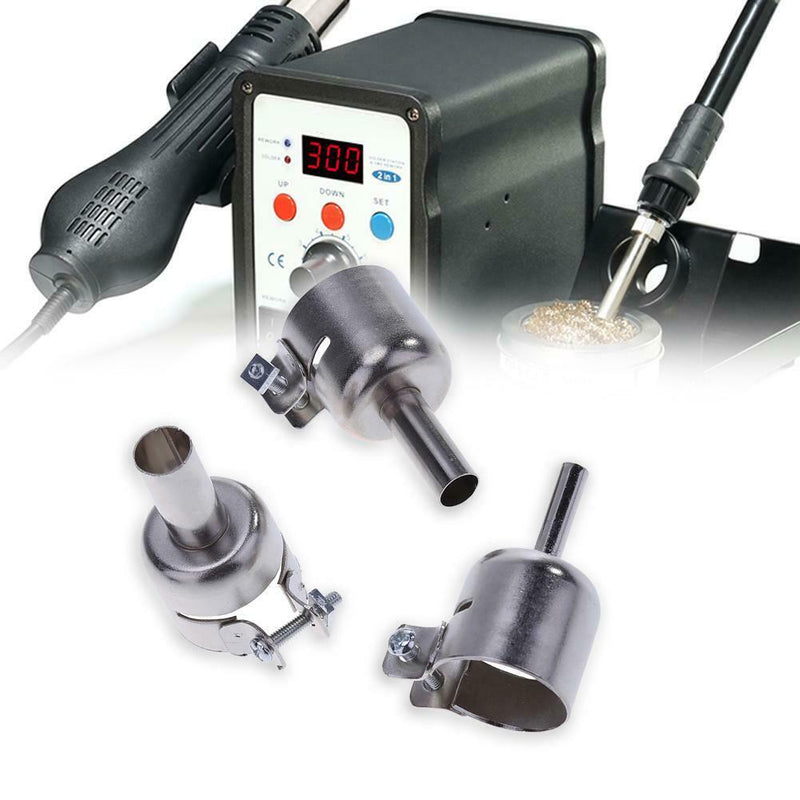 3pcs Stainless Steel Hot Air Nozzles for 858D 878D 898D Soldering Station A
