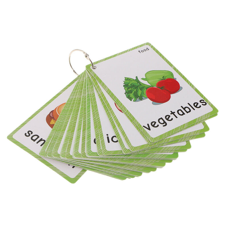 35Pcs Kids Durable Sight/Picture Word Flash Cards About Food for Ages