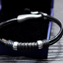 Hand-Woven Alloy Black Leather Rope Bracelet Simple Wild Watch Accessories