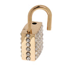 Diamante Square Shape Padlock with Key Travel Locker Set Pendant Golden