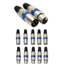 5 Pairs XLR 3 Pin Female MIC Jack Plug Audio Microphone Cable Connector