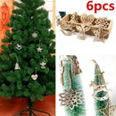 6PCS Christmas Natural Wood Chip Tree Ornament Hanging Pendant Crafts Decor DIY