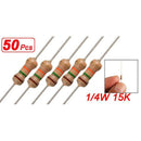 50 x 1/4W 250V 1.5K ohm 1K5 Axial Carbon Film Resistors B7S3