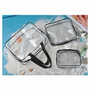 Hot 3pcs Clear Cosmetic Toiletry PVC Travel Wash Makeup Bag (Black)