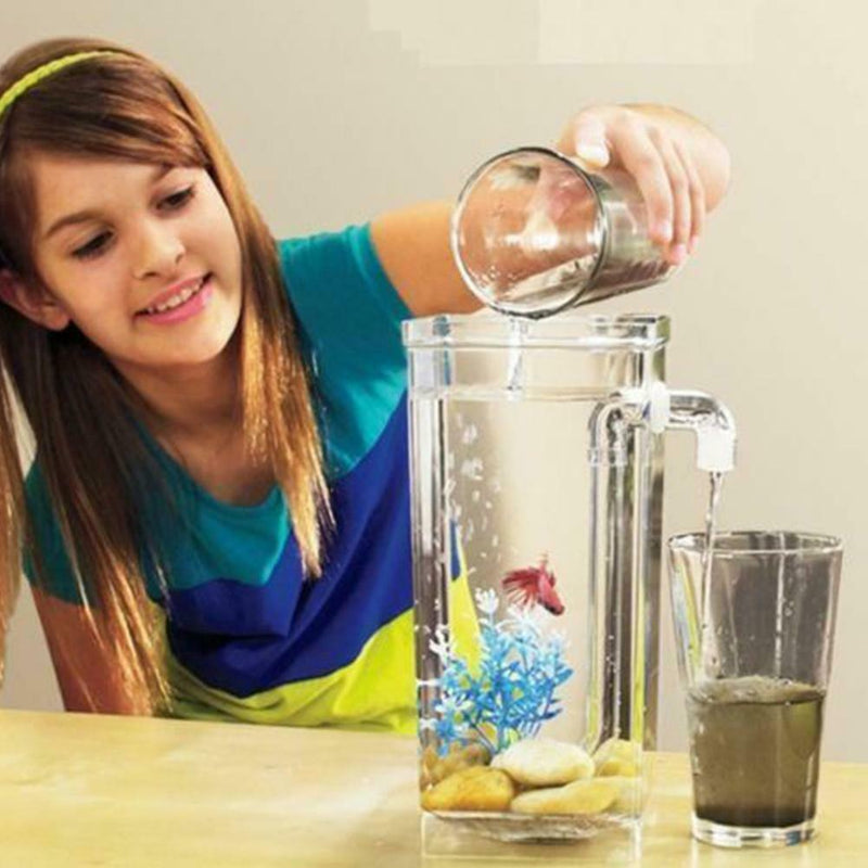 Kids Fish Tank Self Cleaning Small Desktop Mini Goldfish Filter Tank Easy Clean