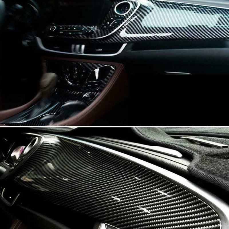 7D Glossy Carbon Fiber Vinyl Film Car Interior Wrap Stickers Auto Bubble-Free