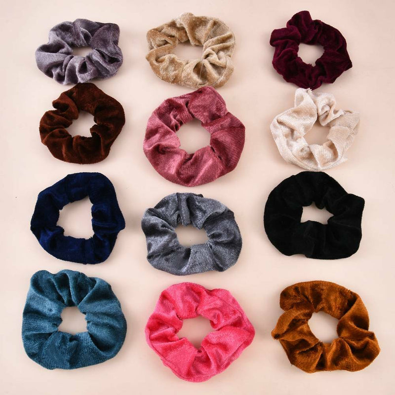12Pcs/Pack Hair Scrunchies Velvet Elastics Hair Ties Bands Ties Ropes