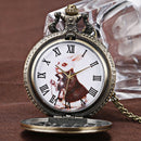 Fashion large bronze thin chain rabbit retro pocket watch retro Roman scale Q6E2