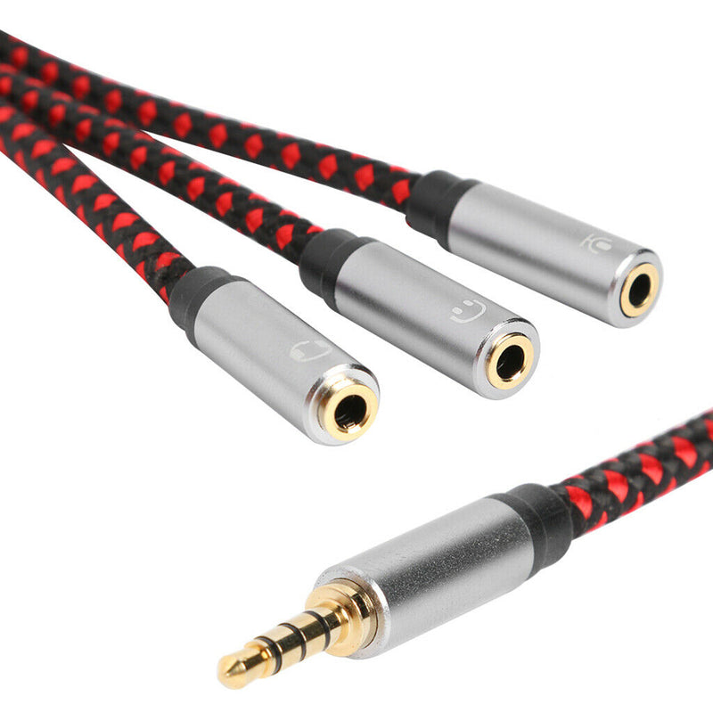 11.8 inch 3.5mm Male to 3X Female Splitter Audio Cable 3 Way Splitter