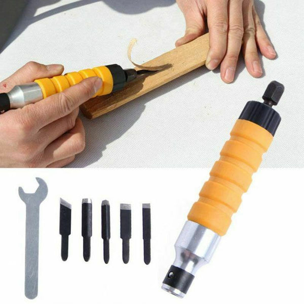 1 Set Wood Chisel Carving Tool Set Chuck Attachment For Electric Drill Flex