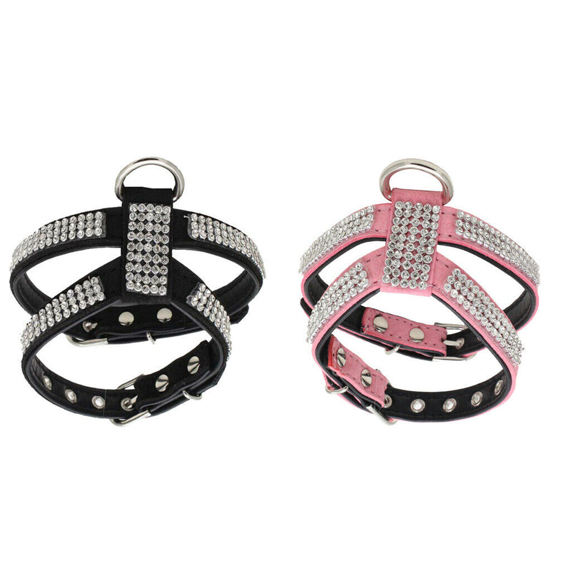 Pack of 2, No Pull Adjustable Dog Pet Bling Diamond Crystal Vest Harness