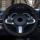 15''/38cm Black Anti-slip Car Steering Wheel Cover Microfiber Leather Universal