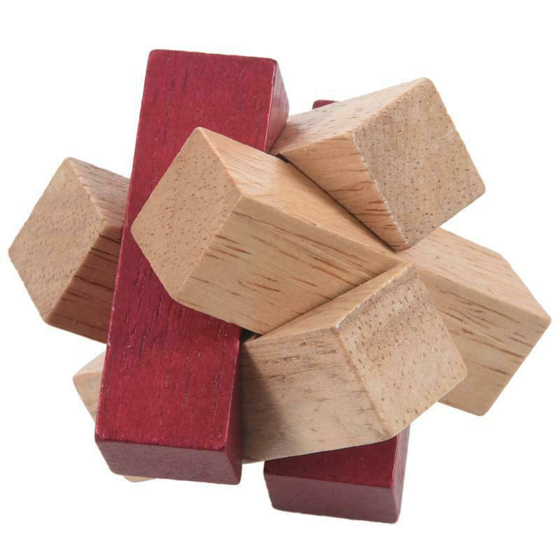 Wooden Unlock Ring Lock Wood Knot Locks Logic Puzzle Burr Puzzles Brain Tea L1G7