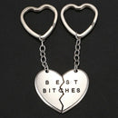 1Pair Best Bitches Engraved Heart Keychain Keyring For Friends Friendship G