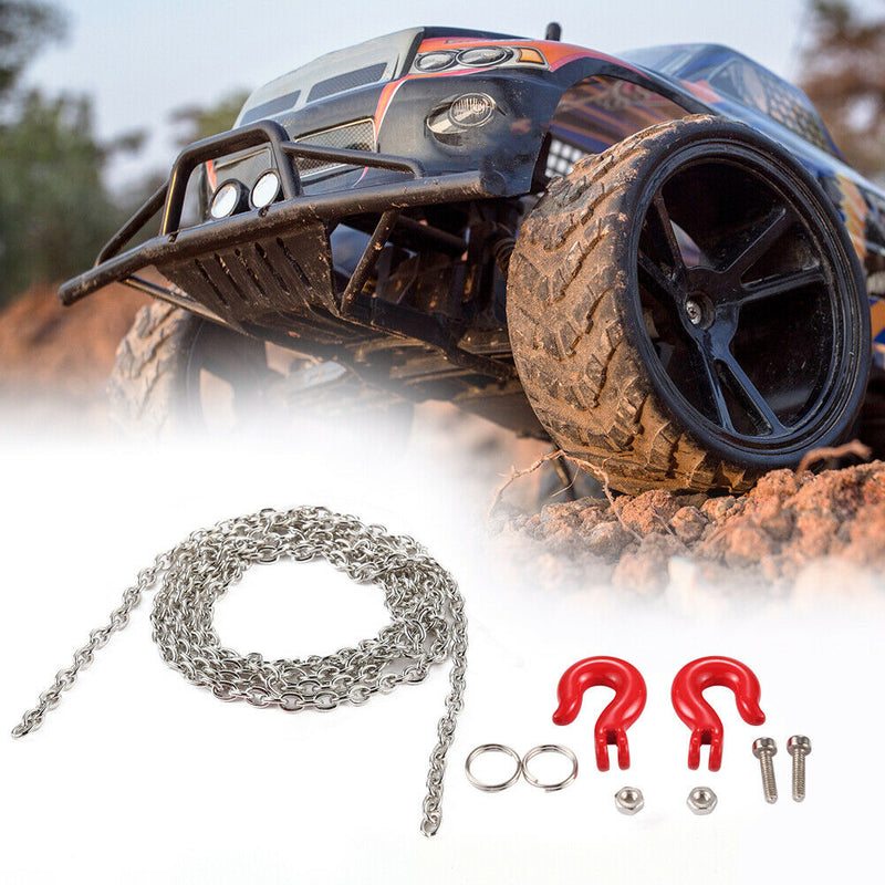 RC Car Red Chain Pull Rope Rescue Hook for Traxxas Tamiya 1/10 RC Crawler