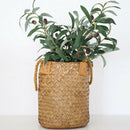 Wicker Handed Basket Beach Bag Shop Tote Flowerpot Planter Holder Yellow L