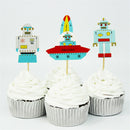 24pcs aviation robot rocket cake toppers favors cupcake toppers party decor ATME