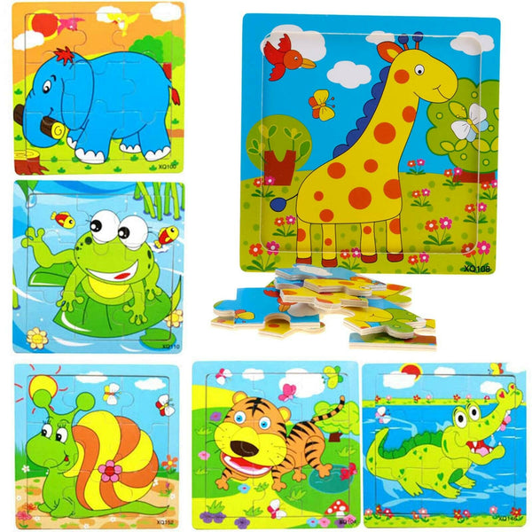 1pc Cartoon Animal IQ Development Puzzles Wooden Kids Early Education