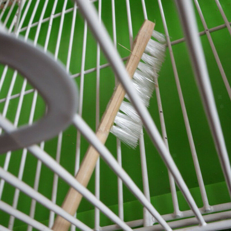 5Pcs Wooden Long Handle Parrot Bird Cage Cleaning Brush Cage Accessories