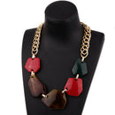 National Style Necklace Geometric Acrylic Ring Buckle Stitching Alloy Neckl
