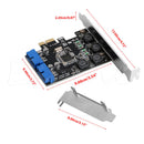 2 Port 19Pin USB 3.0 Card PCI-e to Internal 20Pin Ports Male PCI Express Adapter