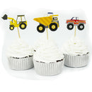 24pcs Cake Dessert Inserted Cards Car Tractor Pattern 9cm KidsPartyDecorationsSD
