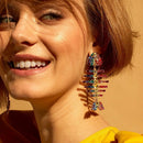 Fish Bird Earrings for Women Crystal Large Drop Earrings Boho Fringed Tasse