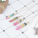 New Rock Chakra Natural Crystal Necklace Irregular Rainbow Stone Pendant Chain