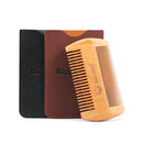 wood natural sandalwood double sided beard styling shaping comb tool with PU Gw