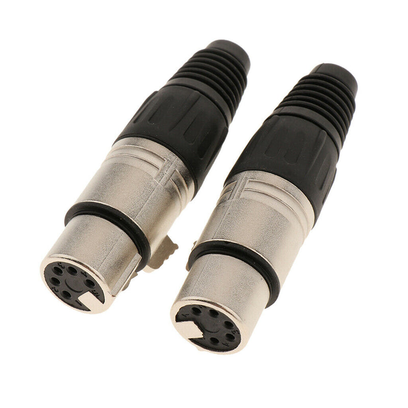 2 Pieces in 1 Package, 5 Pin XLR Plug Female Jack Mic Jack Plug Socket Connector
