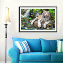 Diamond Embroidery DIY Diamond Painting White Tiger Family Cross Stitch