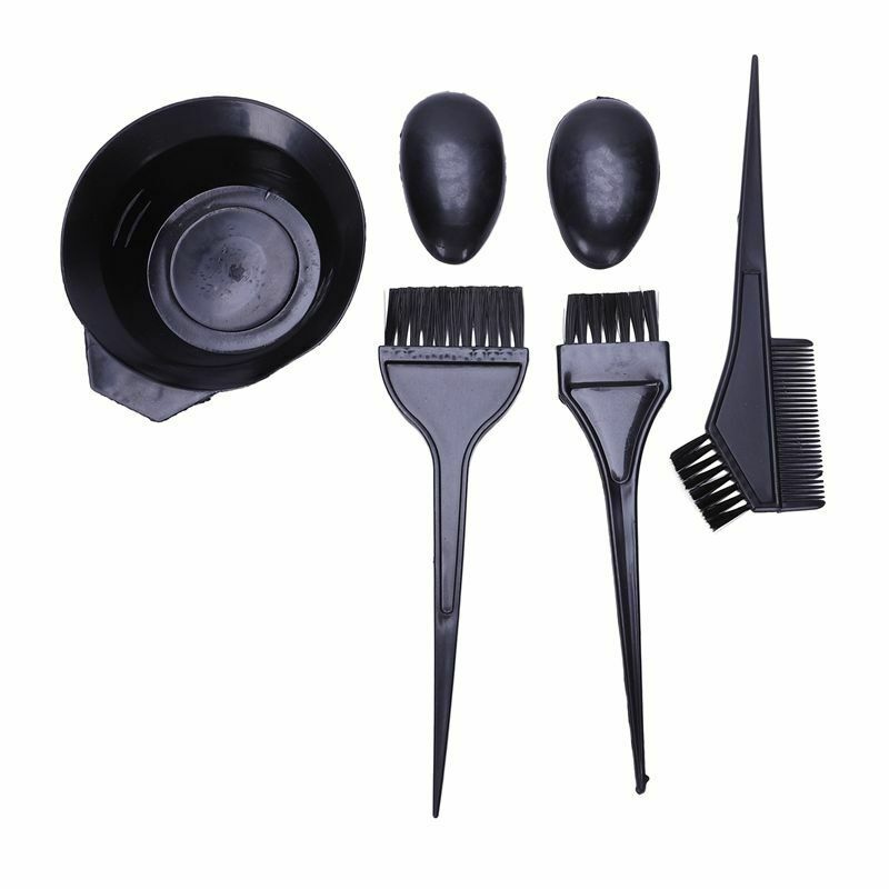 5pcs / set dye hair dye with hair brush bowl combo hair tools black W3J5