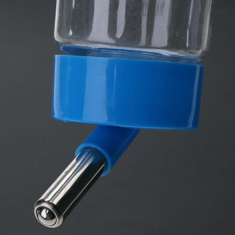 Pets Puppy Cat Hanging Drinking Bottle Water Feeder Metal Pipe Blue