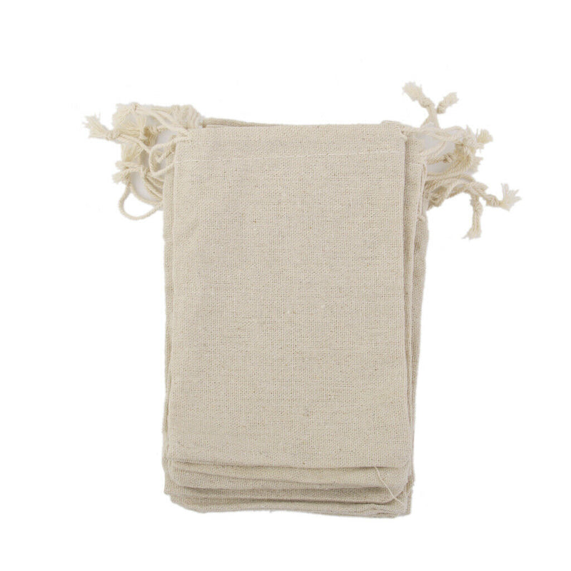 100x Linen Bag - (10x14cm) Reusable Linen Bag for
