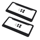 2 pcs Metal Black License Plate Frame Car Tag Cover with Screw Waterproof