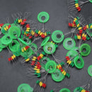 600 Pcs/100 Groups Fishing Bobber Stopper 6 In 1 Colorful Rubber Oval Float E1Y4