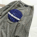Summer Women Loose T-shirt Star Print Sequin Short-Sleeve TopsÃ¯Â¼Ë†Gray) (XL)