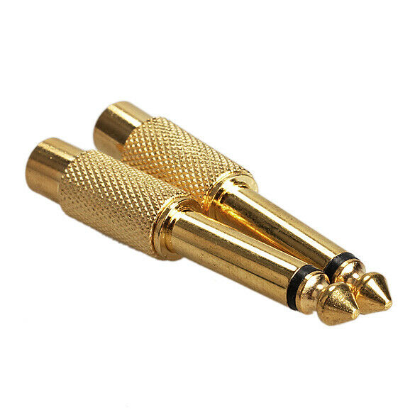 2pcs 6.35mm 1/4inch Male Mono Plug To RCA Female Audio Adapter Connector A