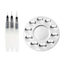 3Pcs Refillable Water Coloring Brush Pen + Aluminium Mixing Paint Palette Tray