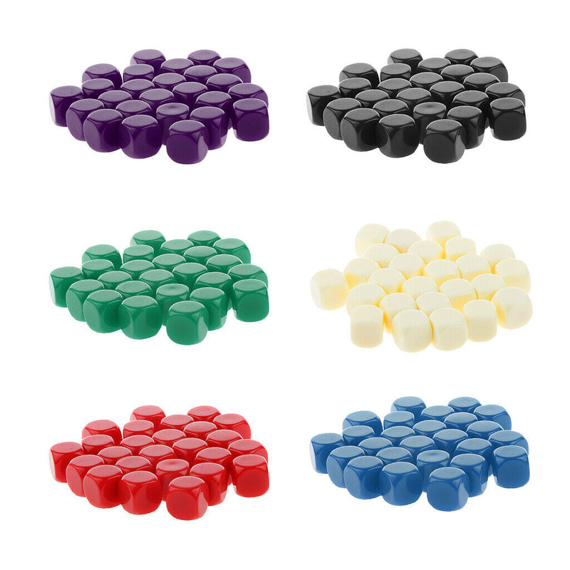 150pcs Opaque Blank Six Sided Dice D6 D&D RPG Party Game Dices Mixed Color