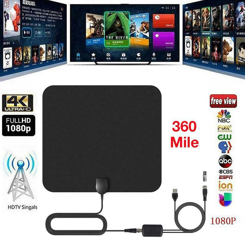 360 Miles HD Indoor TV Antenna Indoor Digital TV HDTV Antenna UHF/VHF/1080P 4K