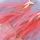 Women's Fashion Tassel Diamond Earrings Feather Long Earrings, Pink R6G1