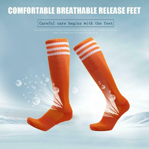 Anti-slip Sports Socks Stripe Men Basketball Calf Length Socks (Orange M) A#S