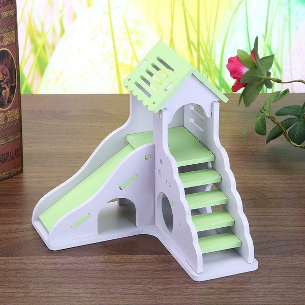 Waterproof Removable Stairs Double Layer Villa Hamster Sleeping Nest(Green)